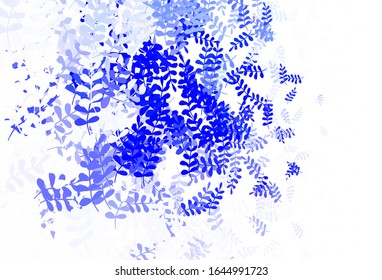 Color azul claro, elegante vector amarillo con hojas. Ilustración de colores brillantes con hojas en estilo doodle. Patrón para los jefes de sitios web, diseños.