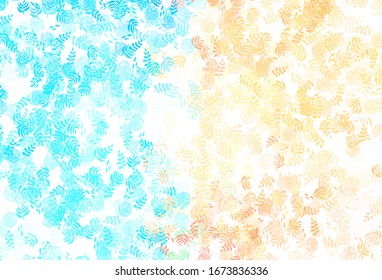 Light Blue, Yellow vector elegant wallpaper with leaves. Shining colored illustration with leaves in doodle style. Colorful pattern for kid's books.