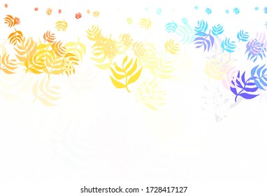 Light Blue, Yellow vector elegant pattern with leaves. leaves on elegant natural pattern with gradient. New design for your business.