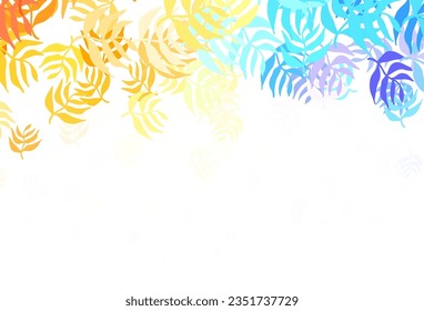Azul claro, patrón elegante vector amarillo con hojas. hojas sobre un elegante patrón natural con gradiente. Nuevo diseño para su negocio.