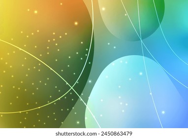Light Blue, Yellow vector Glitter abstract illustration with colorful dots, lines. Blurred decorative design in abstract style with bubbles. Base for booklets, leaflets