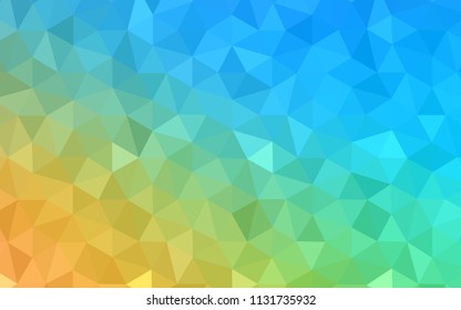Light Blue, Yellow vector gradient triangles template. Creative illustration in halftone style with triangles. Best triangular design for your business.