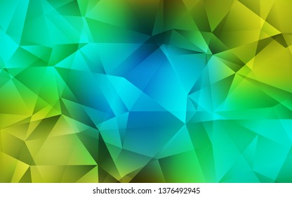 Light Blue, Yellow vector gradient triangles texture. Shining polygonal illustration, which consist of triangles. New template for your brand book.