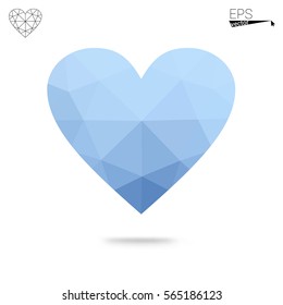 Light Blue, Yellow vector greeting Card Happy Valentine's Day. Lettering with hearts on the white polygonal background. Colored triangular illustration for your business.