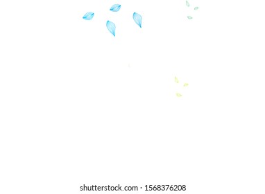 Light Blue, Yellow vector hand painted template. Brand new colorful illustration in modern style with leaves. Hand painted design for web, leaflet, textile.