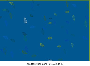 Light Blue, Yellow vector hand painted texture. Creative illustration in simple style with leaves. Pattern for brand book.