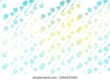 Azul claro, amarillo vectorial con fondo pintado a mano. Diseño decorativo y elegante en estilo natural con hojas. Diseño completamente nuevo para su negocio.