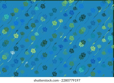 Light Blue, Yellow vector hand painted texture. Pattern with gradient colorful leaves in natural style. A new texture for your design.
