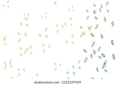 Azul claro, textura pintada a mano con vector amarillo. Una elegante ilustración brillante con hojas de estilo natural. El mejor diseño borroso para su negocio.