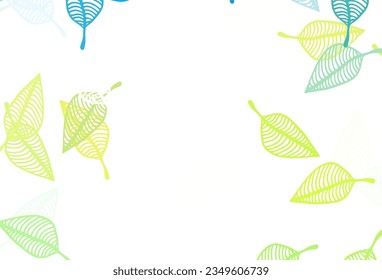 Light Blue, Yellow vector hand painted backdrop. Sketchy doodles with colorful gradient leaves. The template for background of cell phones.