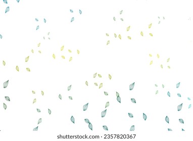 Light Blue, Yellow vector hand painted template. An elegant bright illustration with leaves in Natural style. The textured pattern for website.