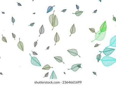 Light Blue, Yellow vector hand painted pattern. Colorful abstract illustration with leaves in doodle style. Pattern for wallpapers and coloring books.