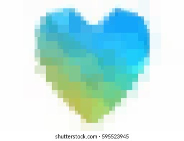 Light Blue, Yellow vector heart isolated on white background. Geometric rumpled rectangular low poly origami style gradient graphic illustration. Polygonal design for your business.
