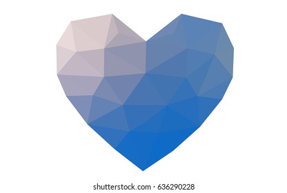 Light Blue, Yellow vector heart isolated on white background. Geometric rumpled triangular low poly origami style gradient graphic illustration. Polygonal design for your business.