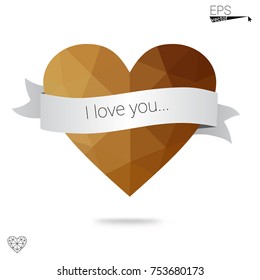 Light Blue, Yellow vector heart isolated on white background. Geometric rumpled triangular low poly origami style gradient graphic illustration. Polygonal design for your business.