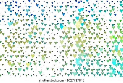Light Blue, Yellow vector hearts isolated on white background. Cool pattern in origami style with gradient for Valentine day. Graphic illustration for your business design.