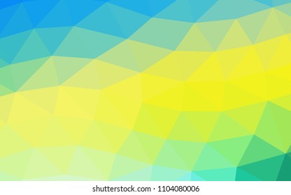 Light Blue, Yellow vector hexagon mosaic triangle mosaic. A completely new color illustration in a vague style. Triangular pattern for your business design.