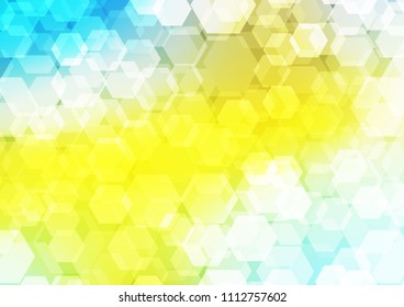 Light Blue, Yellow vector hexagon mosaic background. Colorful abstract illustration with gradient. The template can be used as a background for cell phones.