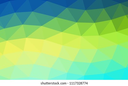 Light Blue, Yellow vector hexagon mosaic triangle mosaic. Geometric illustration in Origami style with gradient.  The completely new template can be used for your brand book.