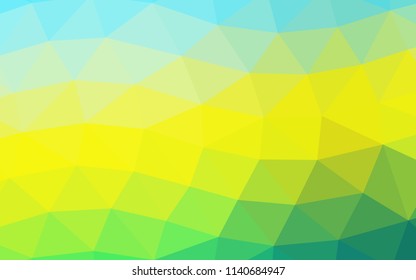 Light Blue, Yellow vector hexagon mosaic triangle mosaic. Triangular geometric sample with gradient.  The template can be used as a background for cell phones.