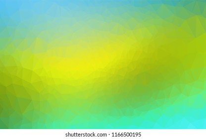 Light Blue, Yellow vector hexagon mosaic template. Shining illustration, which consist of triangles. The template can be used as a background for cell phones.