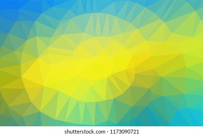 Light Blue, Yellow vector hexagon mosaic cover. Geometric illustration in Origami style with gradient.  The polygonal design can be used for your web site.