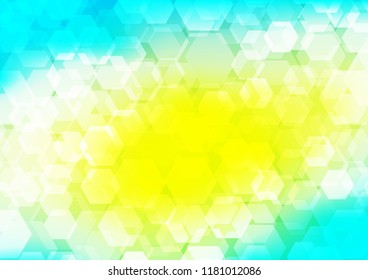 Light Blue, Yellow vector hexagon mosaic background. Shining colored illustration in a Brand new style. The textured pattern can be used for background.