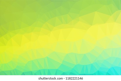 Light Blue, Yellow vector hexagon mosaic cover. Geometric illustration in Origami style with gradient.  The textured pattern can be used for background.