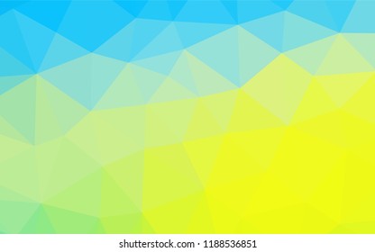 Light Blue, Yellow vector hexagon mosaic template. Glitter abstract illustration with an elegant design. The textured pattern can be used for background.