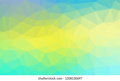 Light Blue, Yellow vector hexagon mosaic cover. Geometric illustration in Origami style with gradient.  The best triangular design for your business.