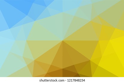Light Blue, Yellow vector hexagon mosaic texture. Triangular geometric sample with gradient.  A completely new template for your business design.