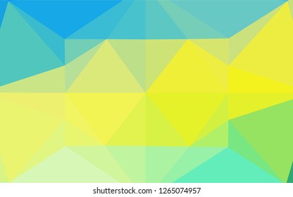 Light Blue, Yellow vector hexagon mosaic cover. Triangular geometric sample with gradient.  The textured pattern can be used for background.