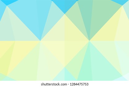Light Blue, Yellow vector hexagon mosaic template. Shining illustration, which consist of triangles. The elegant pattern can be used as part of a brand book.