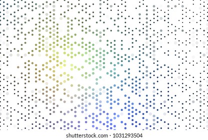 Light Blue, Yellow vector illustration which consist of circles. Dotted gradient design for your business. Creative geometric background in halftone style with colored spots.