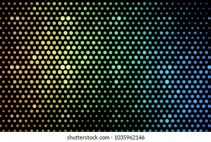 Light Blue, Yellow vector illustration which consist of circles. Dotted gradient design for your business. Creative geometric background in halftone style with colored spots.