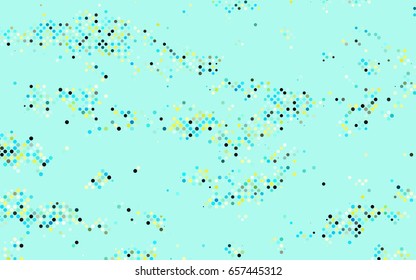 Light Blue, Yellow vector illustration which consist of circles. Dotted gradient design for your business. Creative geometric background in halftone style with colored spots.