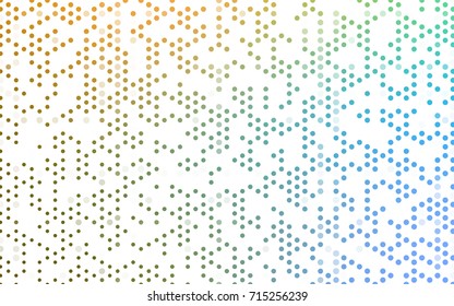 Light Blue, Yellow vector illustration which consist of circles. Dotted gradient design for your business. Creative geometric background in halftone style with colored spots.