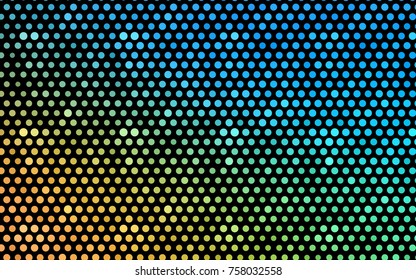 Light Blue, Yellow vector illustration which consist of circles. Dotted gradient design for your business. Creative geometric background in halftone style with colored spots.