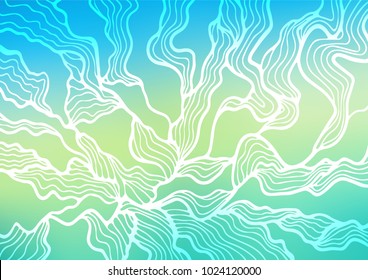 Light Blue, Yellow vector indian curved pattern. Creative illustration in blurred style with doodles and Zen tangles. A completely new design for your business.