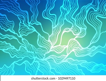 Light Blue, Yellow vector indian curved texture. Ethnic elegant natural pattern with gradient. The best blurred design for your business.