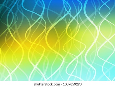Light Blue, Yellow vector indian curved background. Colorful abstract illustration with lines in Asian style. The pattern can be used for heads of websites and designs.