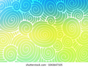 Light Blue, Yellow vector indian curved template. Colorful abstract illustration with lines in Asian style. The best blurred design for your business.