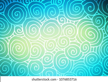 Light Blue, Yellow vector indian curved texture. Brand-new colored illustration in blurry style with doodles. The pattern can be used for coloring books and pages for kids.