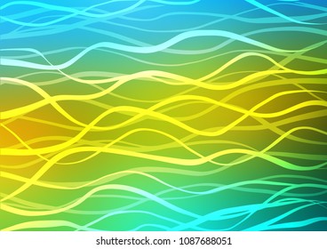 Light Blue, Yellow vector indian curved texture. Modern geometrical abstract illustration with doodles. A completely new design for your business.