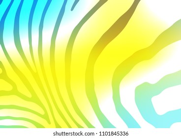 Light Blue, Yellow vector indian curved pattern. Creative illustration in blurred style with doodles and Zen tangles. The template can be used as a background for cell phones.
