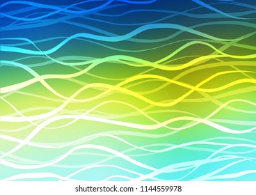 Light Blue, Yellow vector indian curved pattern. Ethnic elegant natural pattern with gradient. Hand painted design for web, leaflet, textile.
