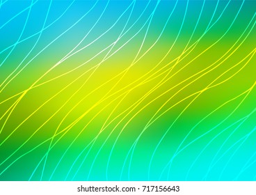 Light Blue, Yellow vector indian curved pattern. Doodles on blurred abstract background with gradient. The pattern can be used for heads of websites and designs.