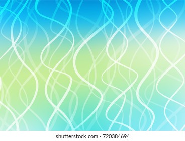 Light Blue, Yellow vector indian curved texture. Glitter abstract illustration with doodles and Zen tangles. The pattern can be used for coloring books and pages for kids.