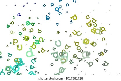 Light Blue, Yellow vector layout with latin alphabet. Abstract illustration with colored latin alphabet. The pattern can be used as ads, poster, banner for books.