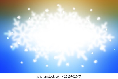 Light Blue, Yellow vector layout with bright snowflakes. Decorative shining illustration with snow on abstract template. New year design for your business advert.